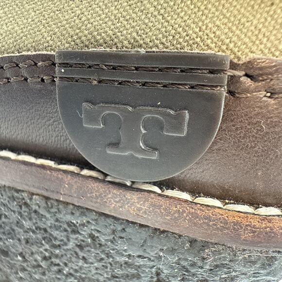 Tory Burch Boots Women Fairfax 8M Olive/ Brown Shearling LaceUp Combat Wedge - Picture 11 of 12